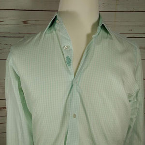 Button Down Contrasting Collar&Cuffs Green/White